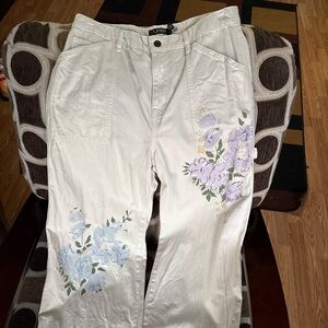 Ralph Lauren Cream Pants with Floral Design